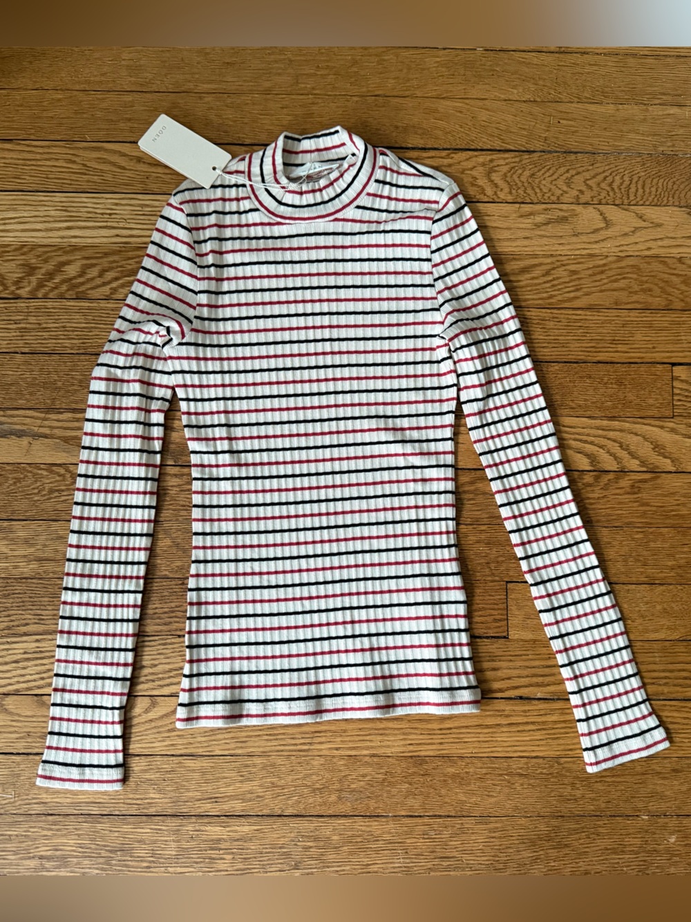 Doen Ginevra Ribbed Rivera Stripe Long Sleeve Top - Size Medium - NWT